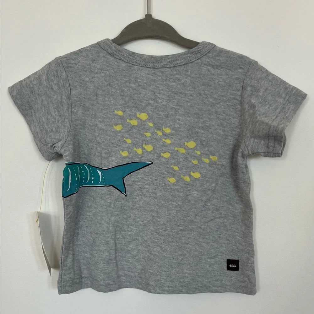 Tea Collection NWT Whale Gray And Blue Short Sleeve T-Shirt Size 3-6 Months
